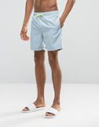 Asos Swim Shorts In Pastel Blue With Neon Drawcord Mid Length - Blue