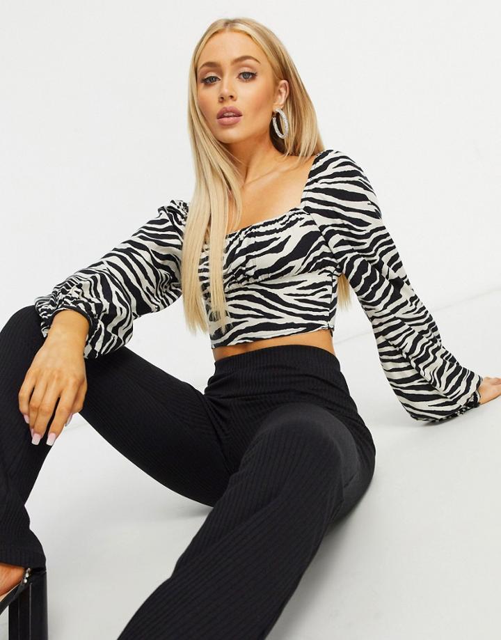 Motel Milk Maid Crop Top In Zebra Print-multi