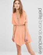 Sisters Of The Tribe Petite Crochet Trim Playsuit - Peach