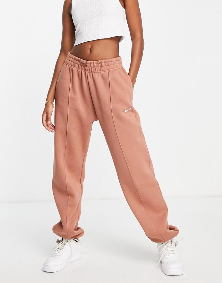 Nike Collection Fleece Loose Fit Cuffed Sweatpants In Brown