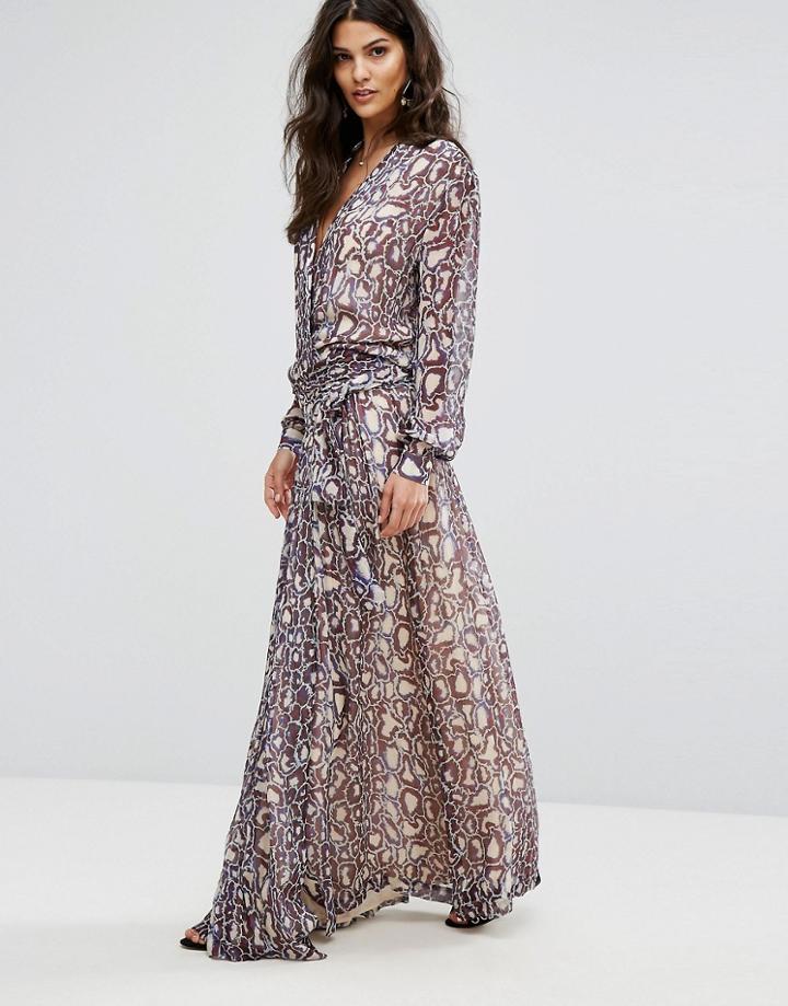Ba & Sh Printed Maxi Dress - Blue