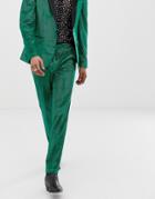 Asos Design Skinny Tuxedo Suit Pants In Green Glitter