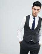 Asos Slim Suit Vest In Charcoal Wool Mix Twill - Gray