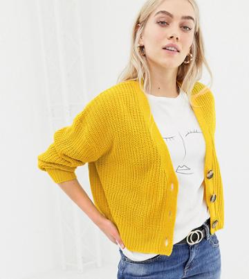 Brave Soul Petite Daisy Crop Cardigan - Yellow