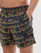 Columbia Printed Swim Shorts In Shadow Print - Black