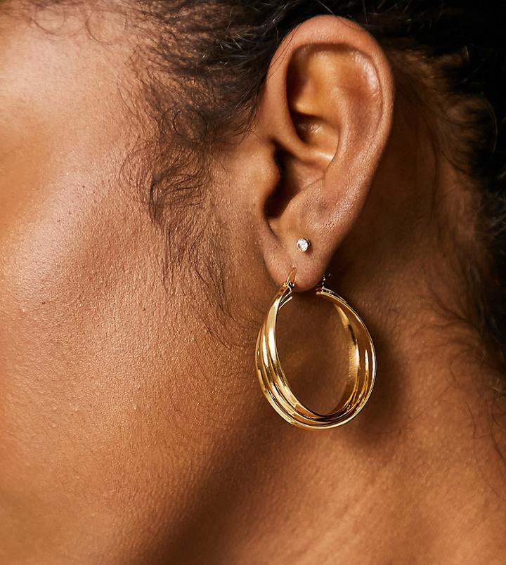 Asos Design 14k Gold Plated 30mm Hoop Earrings In Single Twist Design
