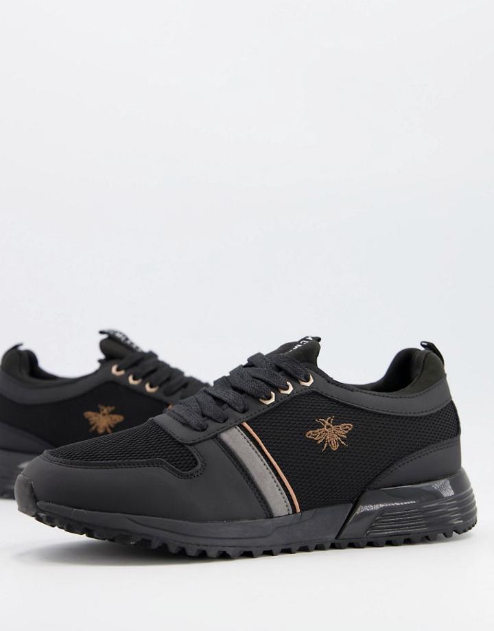 River Island Embroidered Sneakers In Black