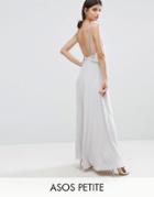 Asos Petite Embellished Strap Back Crop Top Maxi Dress - Gray