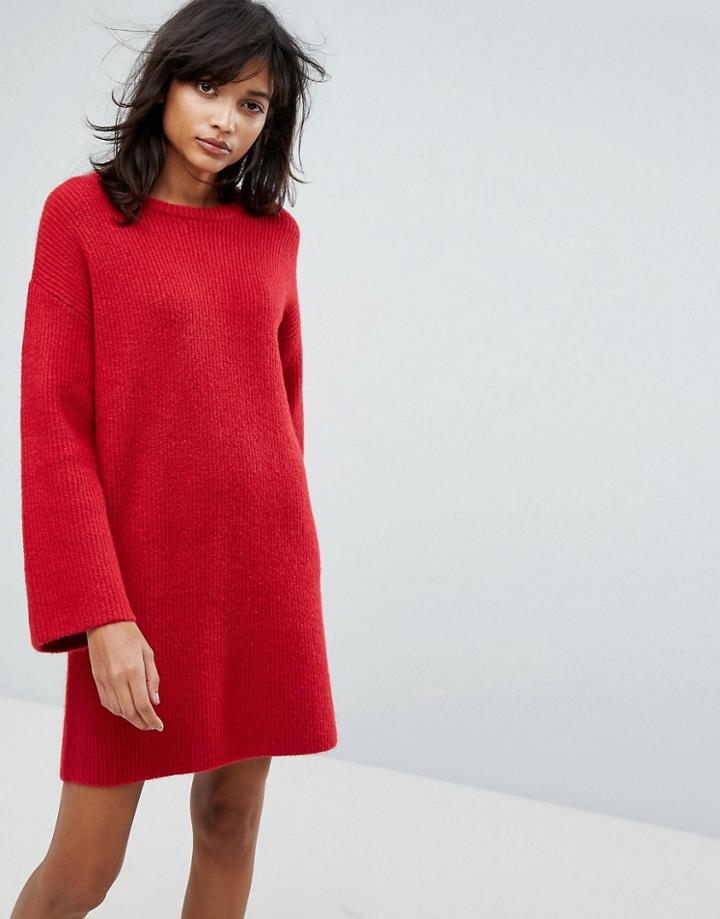 Asos Knitted Oversized Mini Dress - Orange