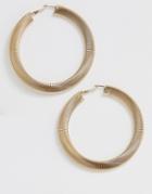 Asos Design Hoop Earrings In Slinky Engraved Design In Gold Tone - Gold