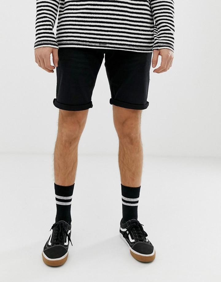 Esprit Slim Fit Denim Short In Black - Black