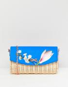 Ted Baker Straw Clutch Bag In Harmony Floral-blue