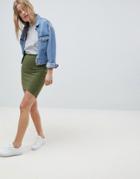 Asos Design Mini Skirt With Curved Hem - Green