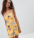 Parisian Petite Floral Cami Dress With Bow - Yellow