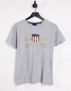 Gant Archive Shield Embroidered Logo T-shirt In Gray Heather-grey