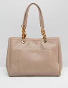 Asos Tote Bag With Statement Chunky Chain Detail - Mink
