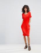 Vila Shift Dress With Pockets - Red