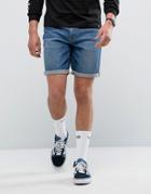 Noak Denim Shorts In Slim Mid Blue - Blue