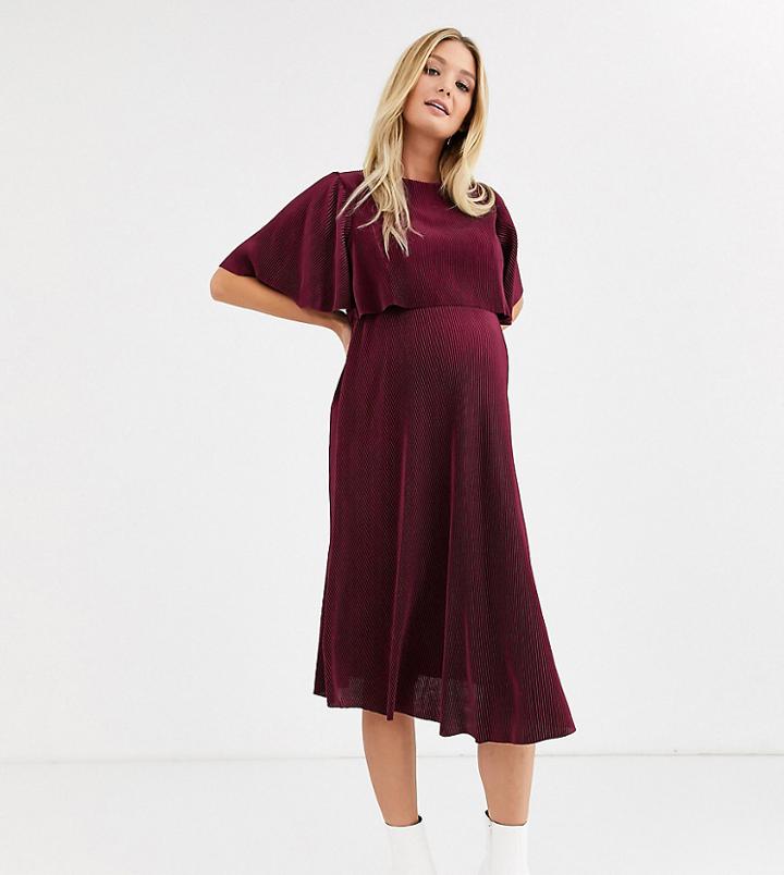 Asos Design Maternity Nursing Crop Top Plisse Midi Dress