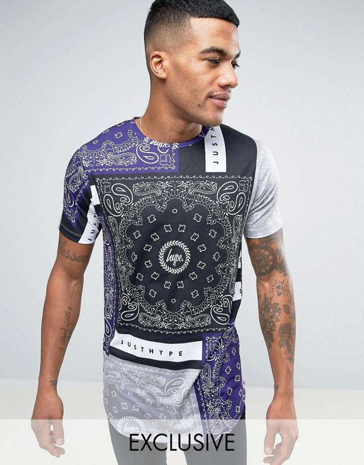 Hype T-shirt In Gray With Bandana Print - Gray