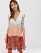 Asos Design Mini Dress In Ombre Lace-multi