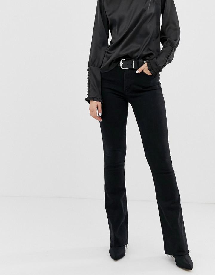 Mango Flare Jean In Washed Black - Black