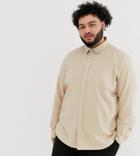 Asos Design Plus Regular Fit Flannel Marl Shirt In Ecru-cream