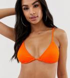 South Beach Exclusive Mix And Match Ribbed Triangle Bikini Top In Neon Orange - Orange