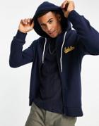 Jack & Jones Logo Full Zip Hoodie In Navy