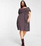 Yours Sweetheart Midi Dress In Red Ditsy Floral