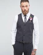 Asos Wedding Skinny Suit Vest In Charcoal - Black