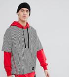 Sixth June Hoodie With Shirt Overlay Exclusive To Asos - Black