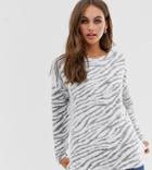 New Look Zebra Print Sweater In Gray Pattern