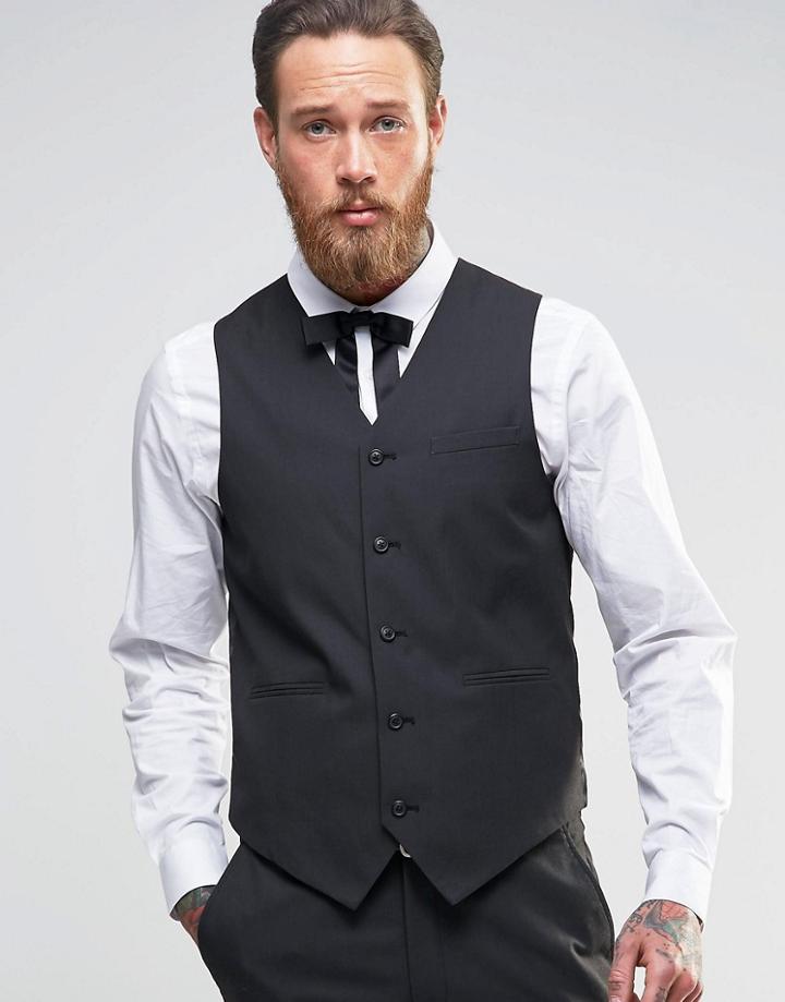 Asos Slim Vest In Black Tonic - Black
