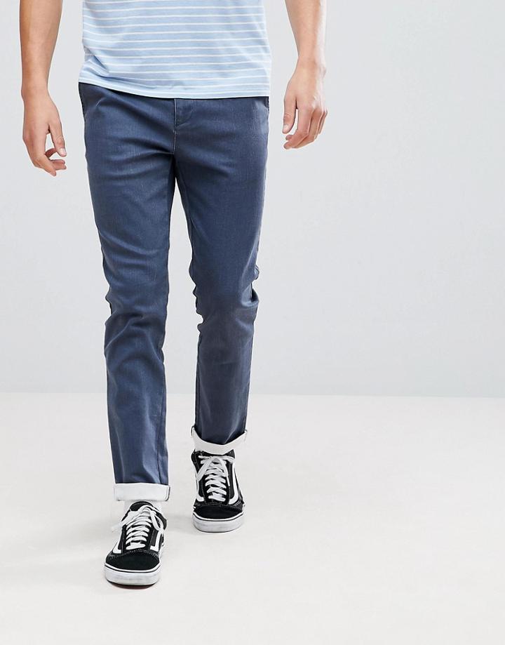 Asos Slim Heavyweight Chinos In Navy - Navy