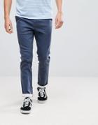 Asos Slim Heavyweight Chinos In Navy - Navy