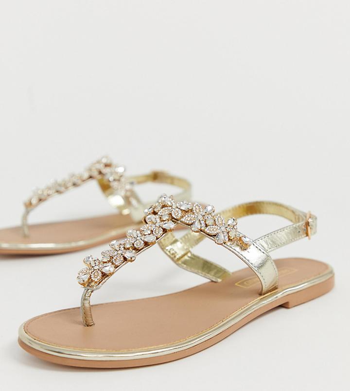 River Island Sandals With Embellishment In Gold - Gold