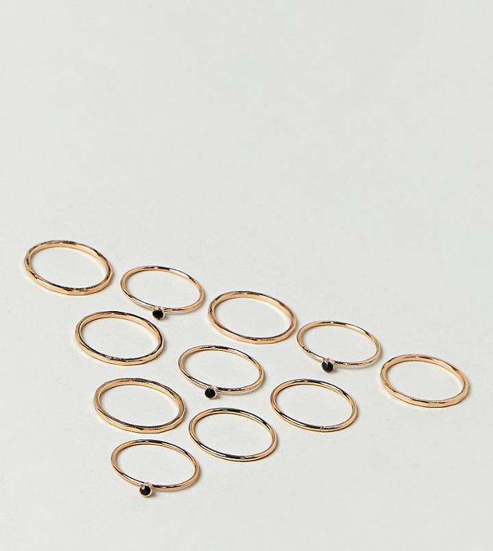 Aldo Delicate Stackable Black Gem Rings - Gold