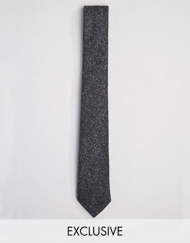 Heart & Dagger Herringbone Blade Tie - Gray