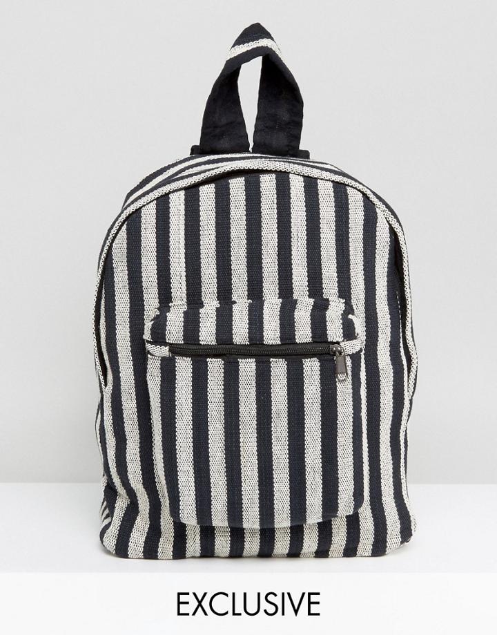 Reclaimed Vintage Inspired Backpack With Stripes - Black