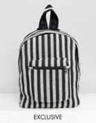 Reclaimed Vintage Inspired Backpack With Stripes - Black