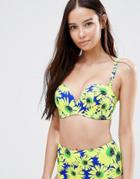 Pour Moi Crazy Daisy Padded Bikini Top - Yellow