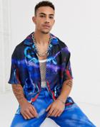 Jaded London Oversized Shirt In Lightning Print-black