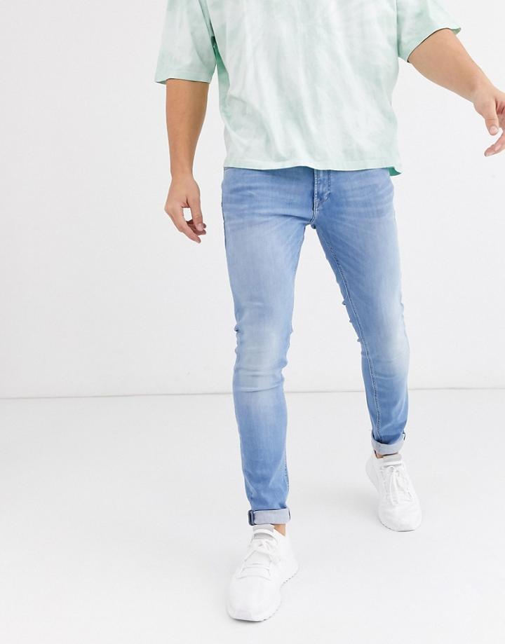 Jack & Jones Intelligence Liam Skinny Fit Stretch Jeans In Light Blue-blues
