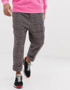 Asos Design Tapered Smart Pants In Pink And Black Check