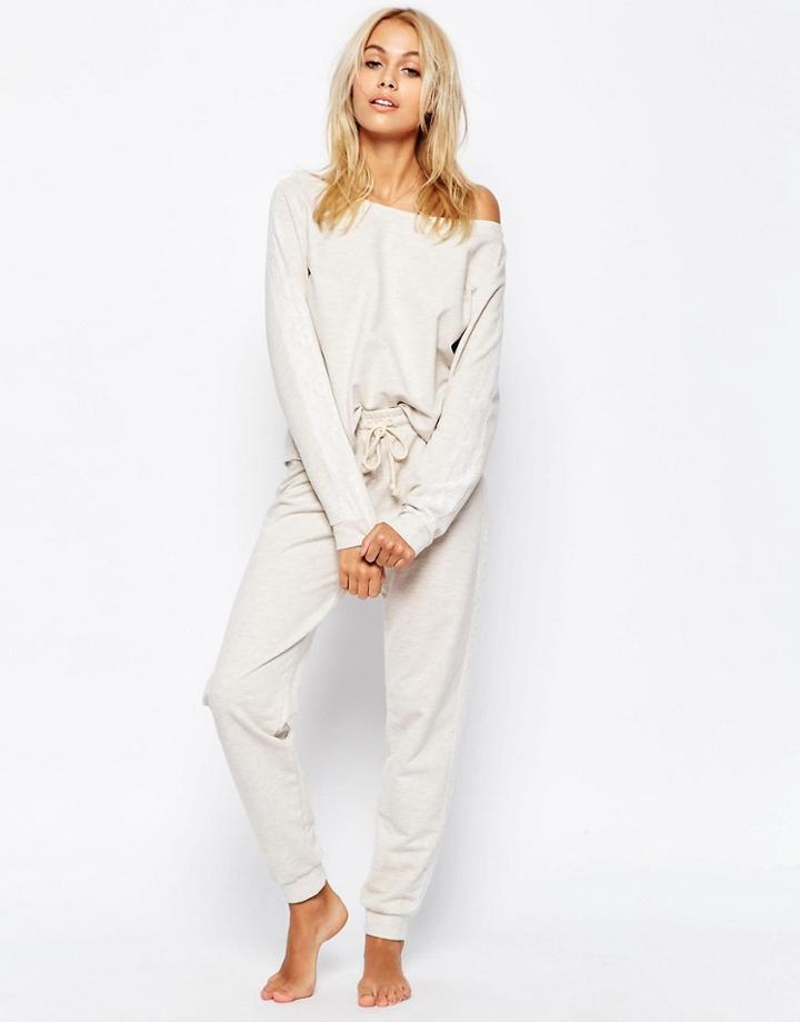 Asos Lounge Oatmeal Marl Jersey Jogger - Oatmeal