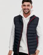 Only & Sons Puffer Vest With Stand Collar In Navy - Navy