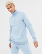 Criminal Damage Track Jacket In Blue With Half Zip