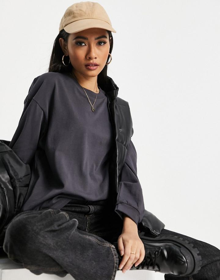 Madewell Long Sleeve T-shirt In Charcoal-gray