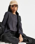 Madewell Long Sleeve T-shirt In Charcoal-gray
